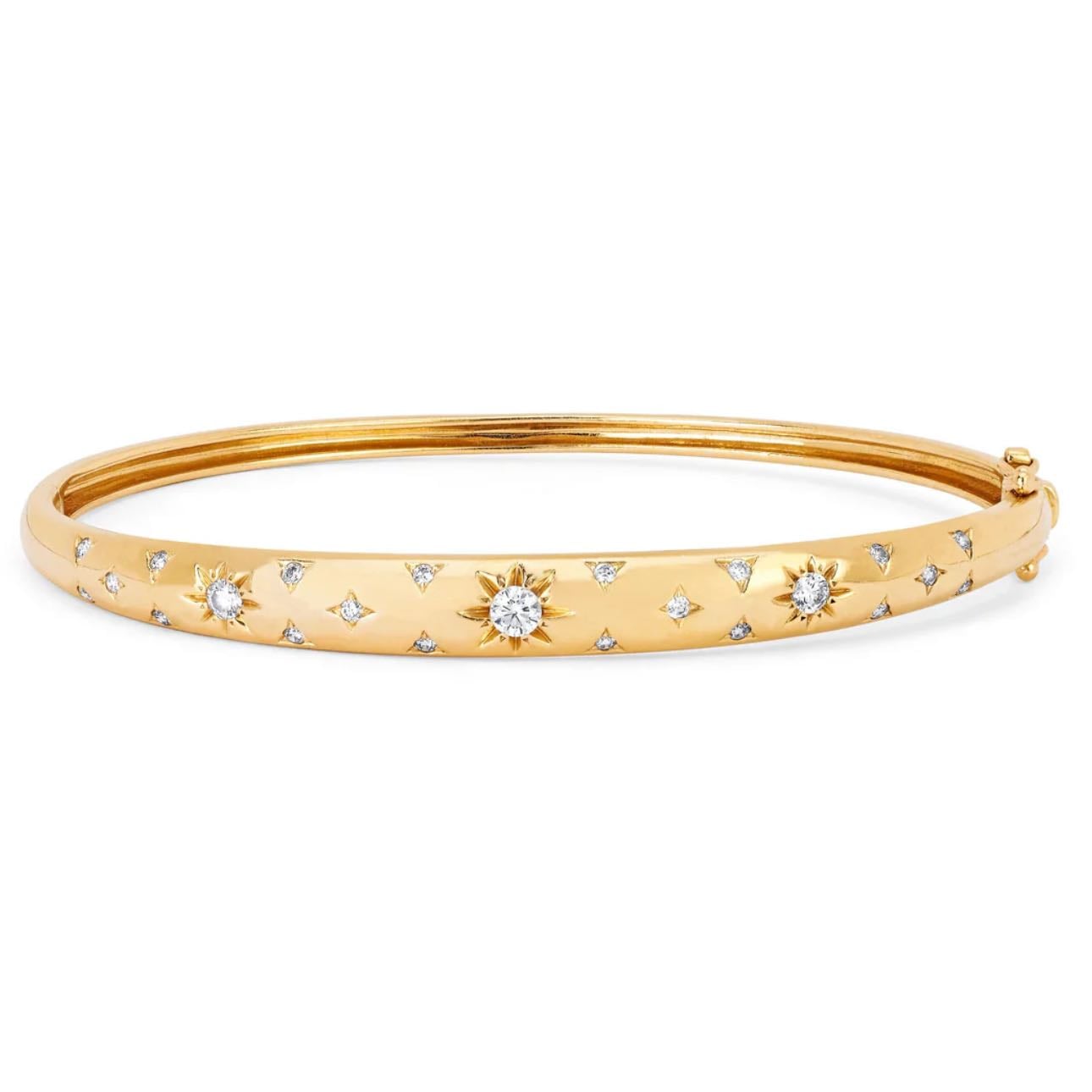 LOGAN HOLLOWELL Star Set Rounded Diamond Bracelet with Pavé - in Gold