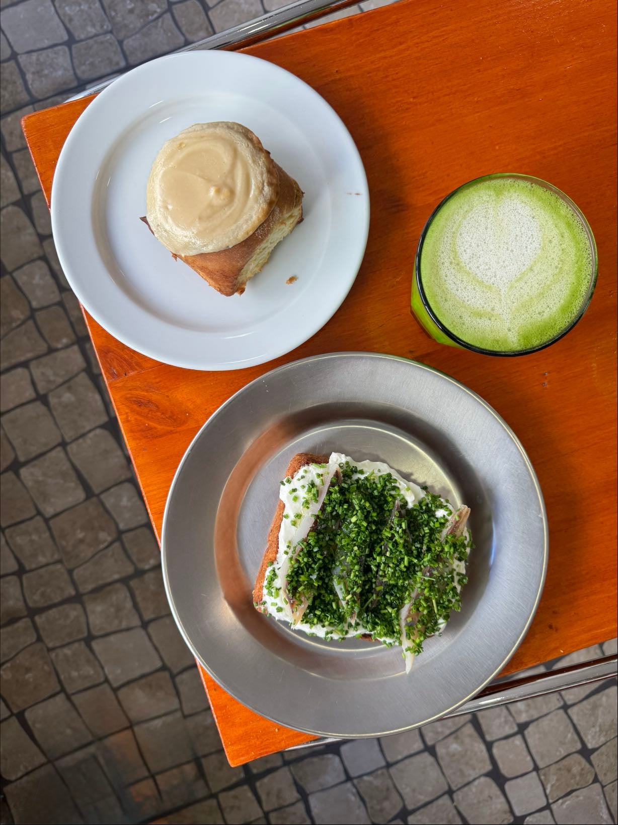 Vezo Coffee @ Graça - Ordered the horse mackerel fish escabeche + cinnamon bun + matcha latte