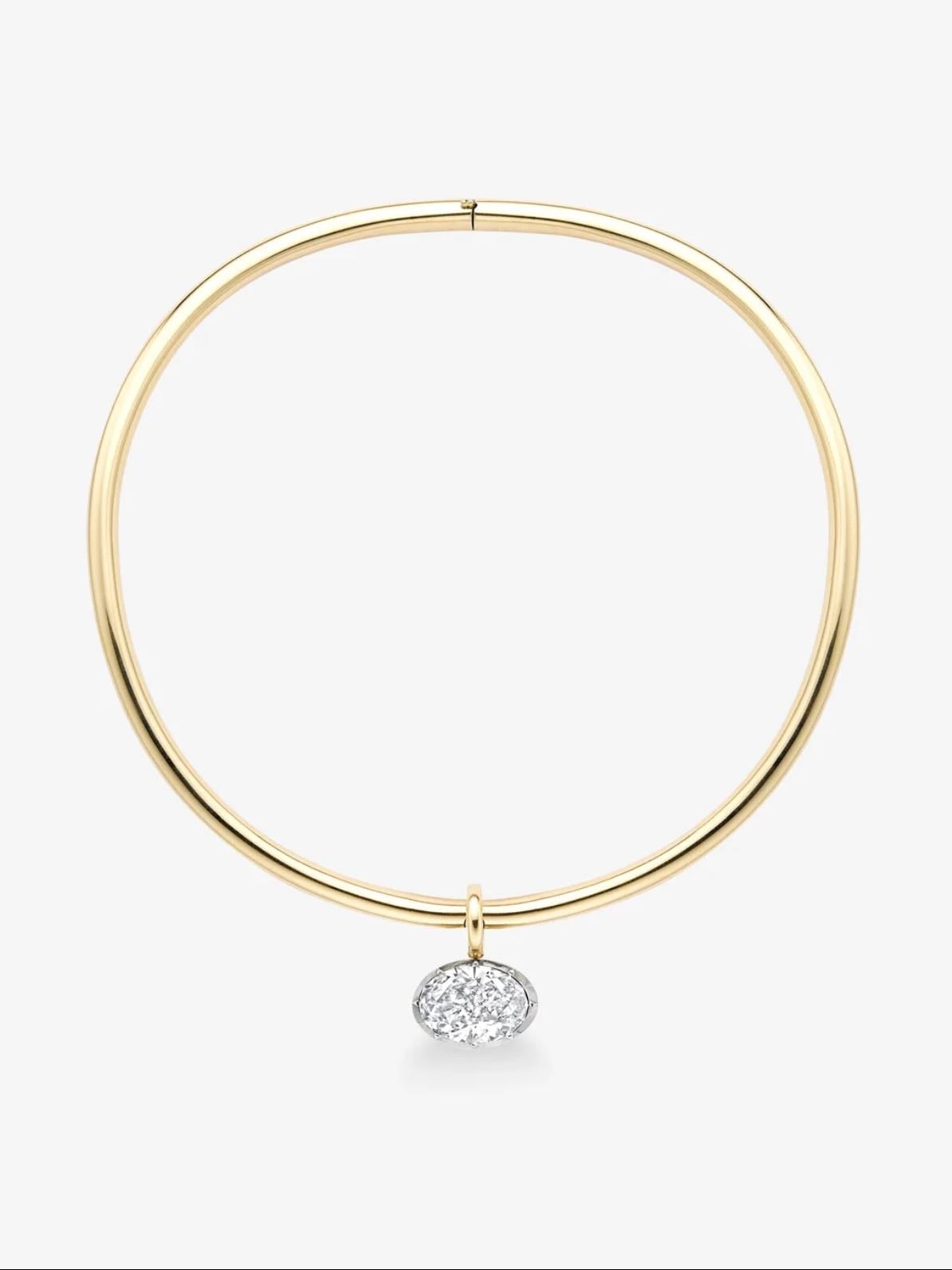JESSICA MCCORMACK Oval Diamond Torque Necklace