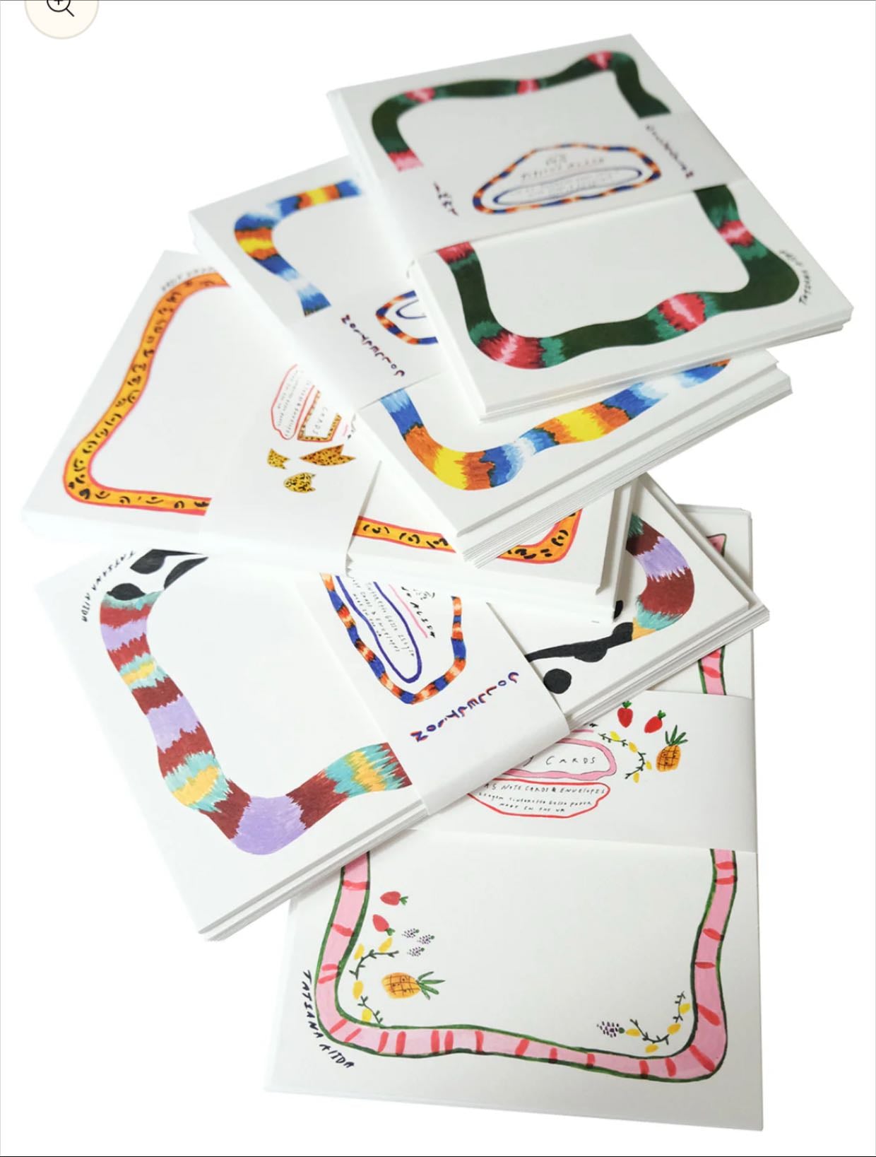 TATIANA ALIDA A5 Ikat Green Note Card Pack