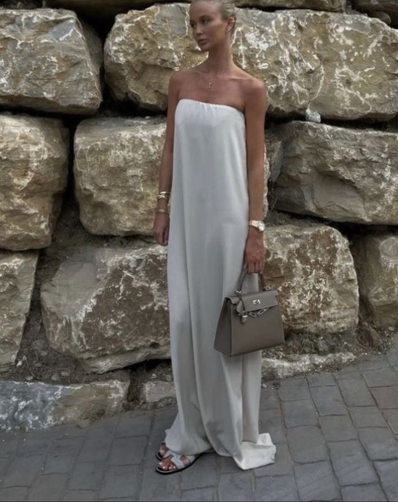 Vestido informal blanco largo
