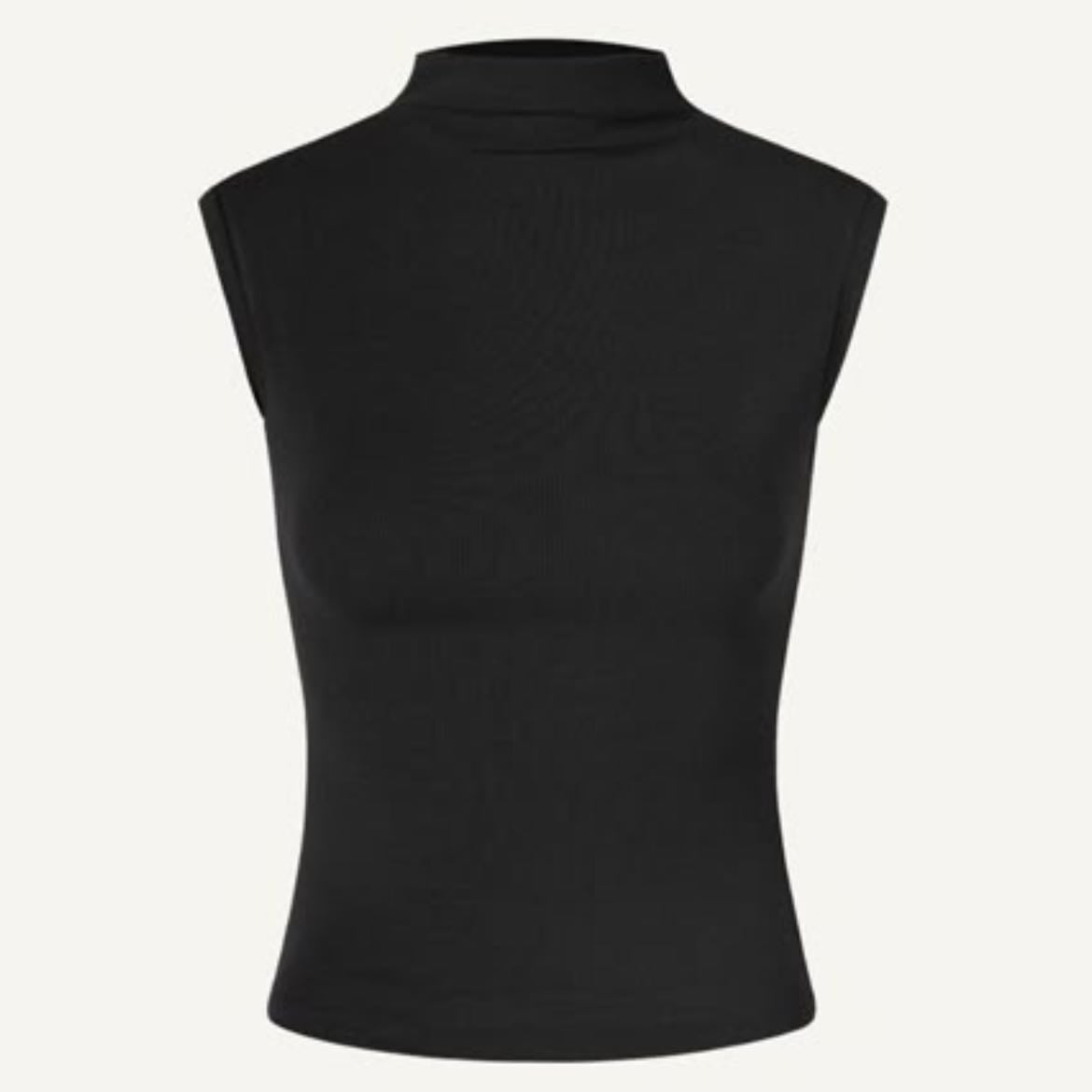 Polo negro cuello tortuga y manga 0