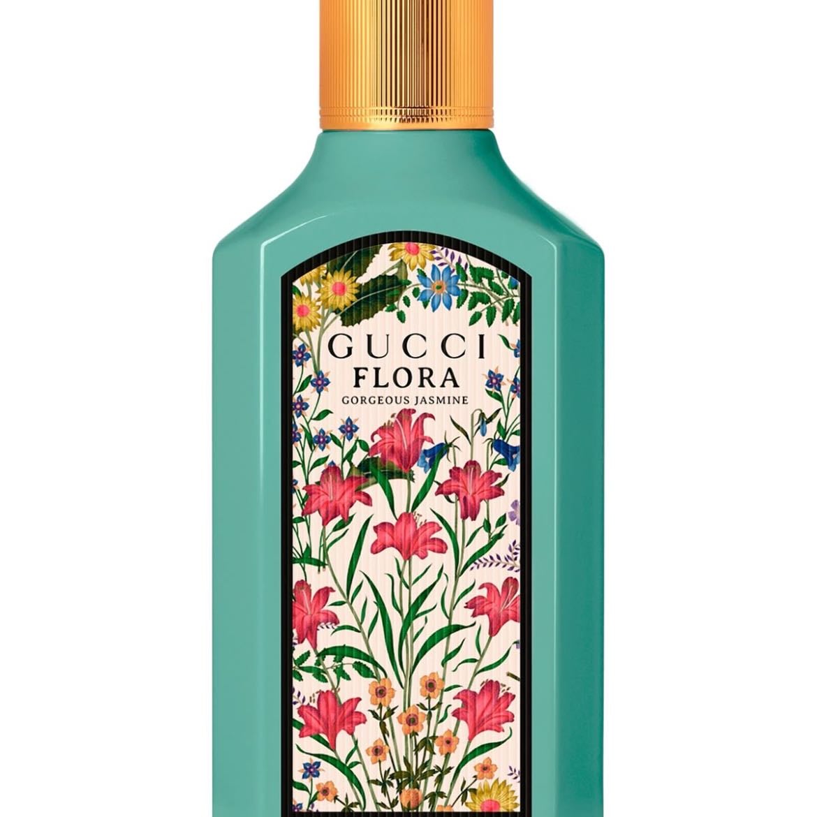 Gucci Flora Gorgeous Jasmine - Sus notas de salida de mandarina y pimienta negra aportan frescura y un toque especiado, mientras que el corazón de jazmín grandiflorum y magnolia crea un aura floral y luminosa.