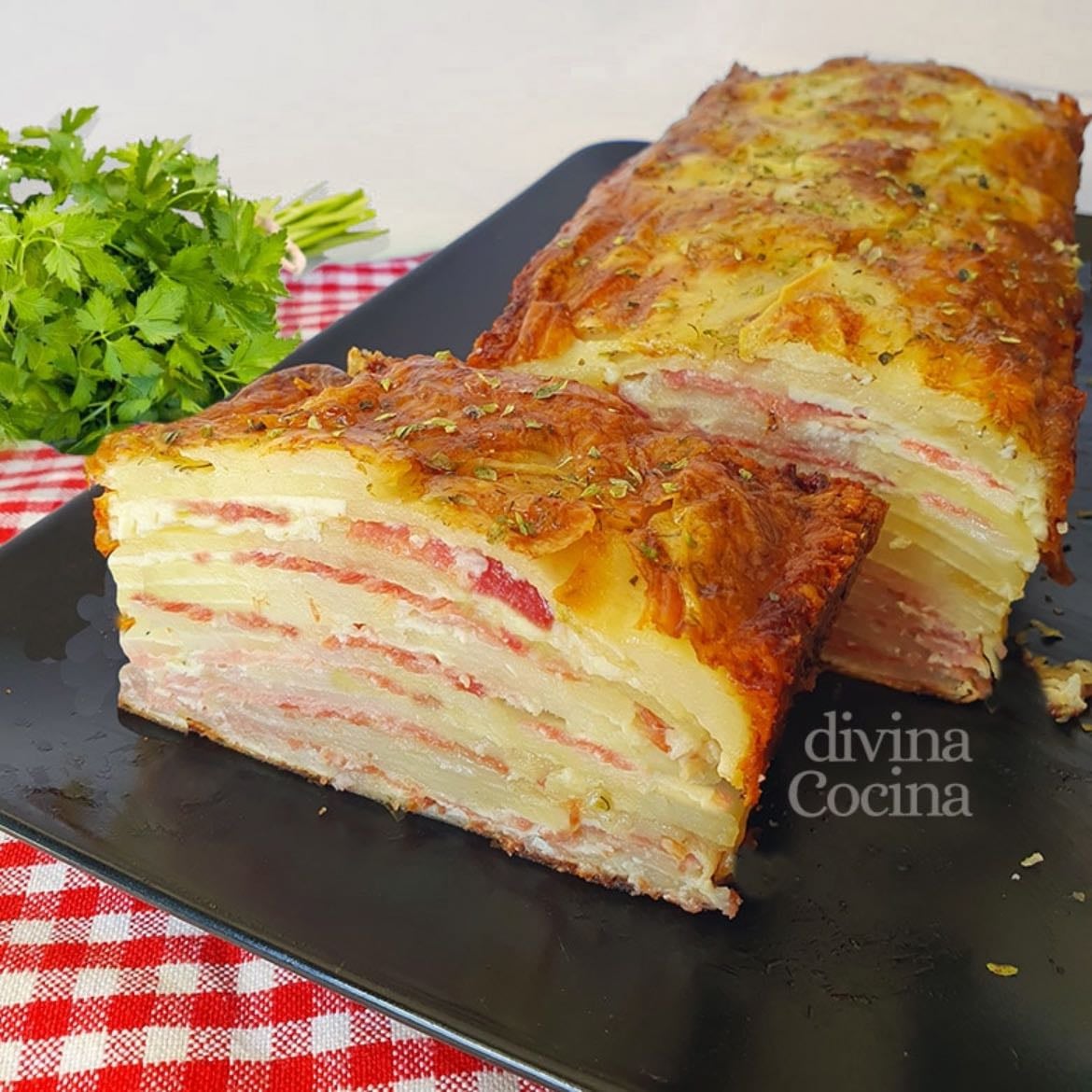 Pastel de papa, jamón y queso