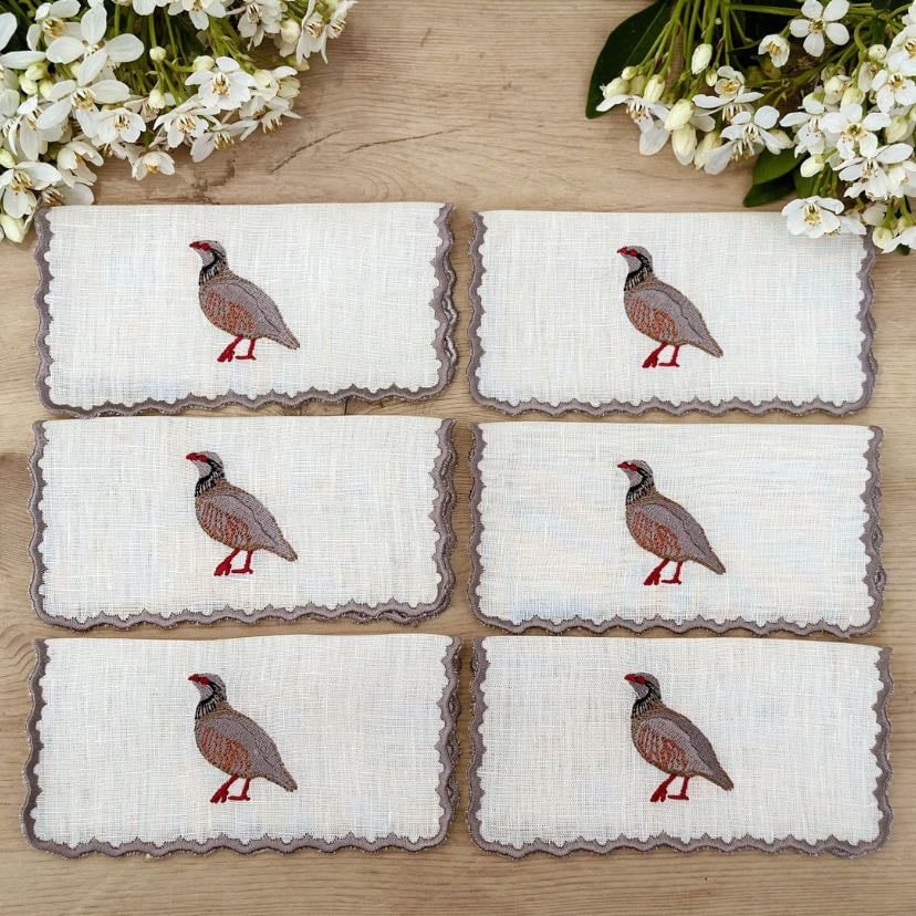 Maison Flaneur scalloped napkins - Partridge
