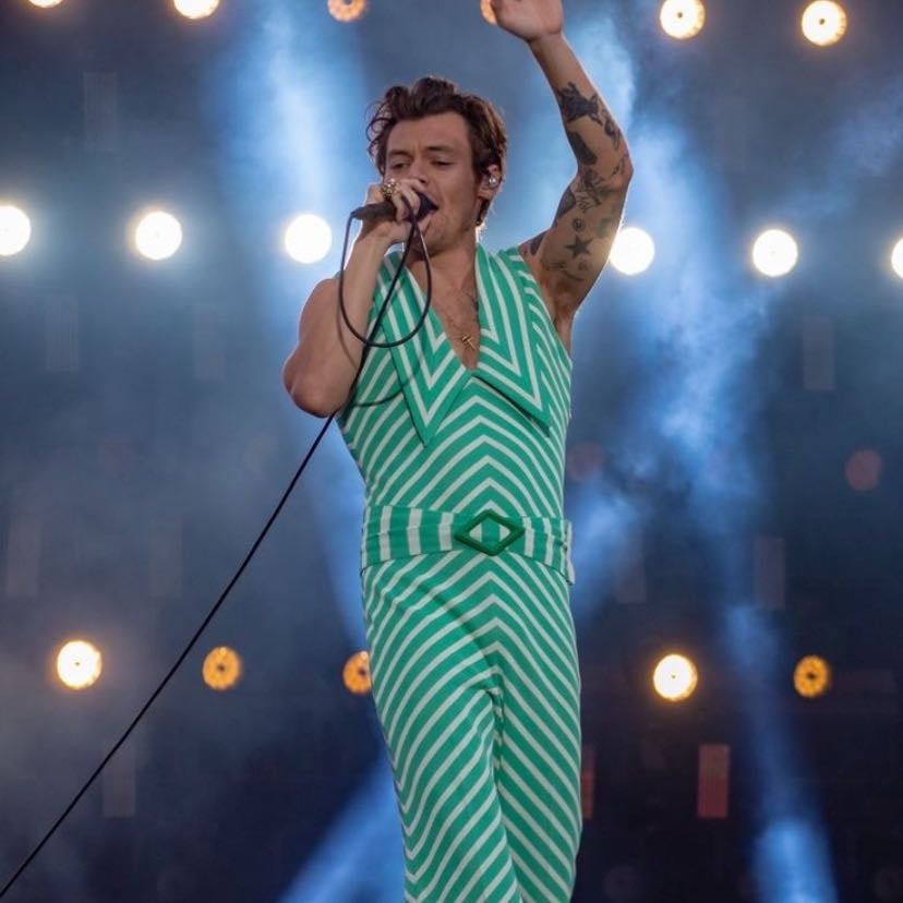 dublin 06/22/2022 - green and white striped jumpsuit, black and white satellite stompers