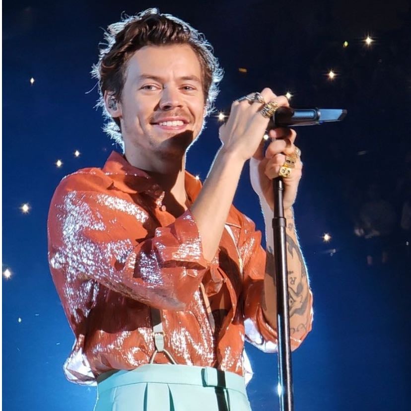 tampa 10/10/2021 - orange metallic button up, light teal pants, white suspenders, white boots