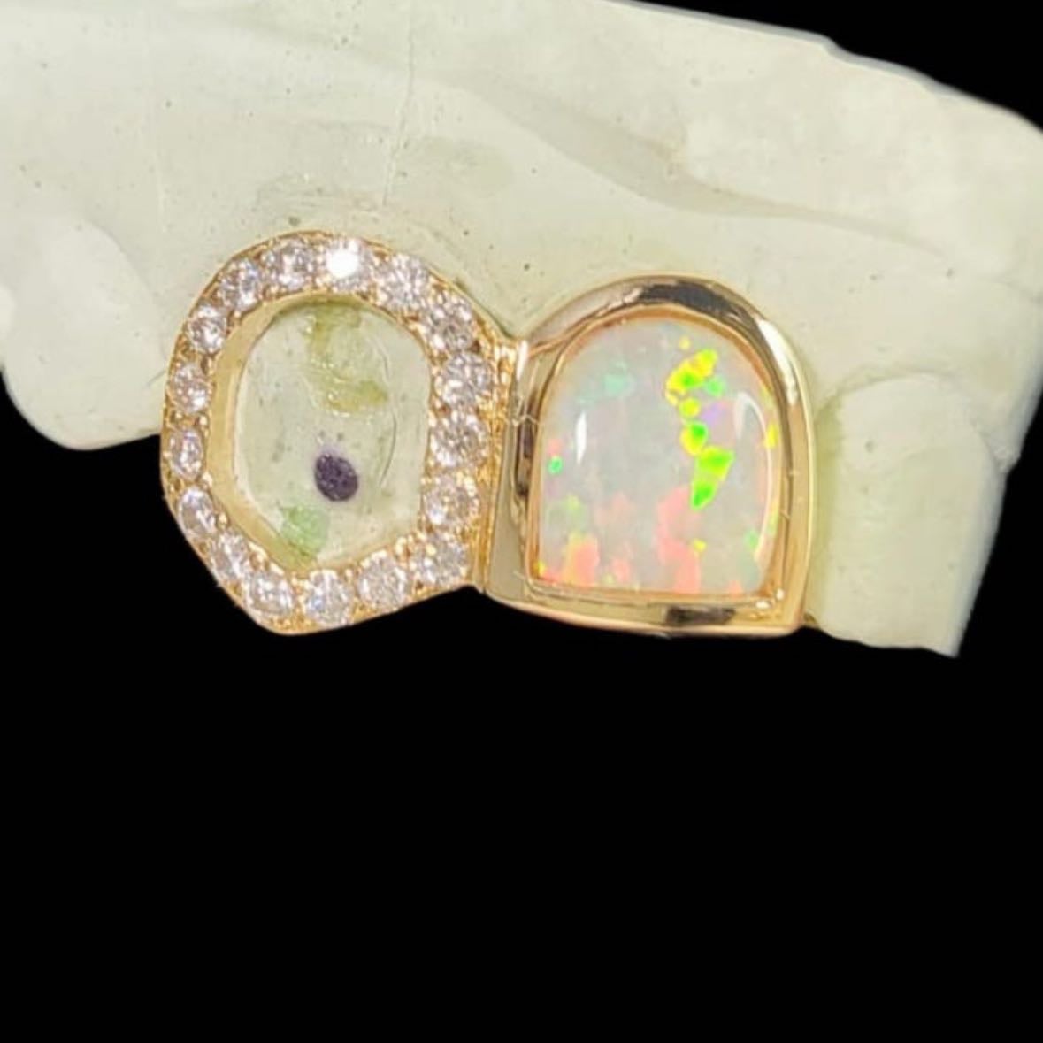 Gold, diamond and opal cap