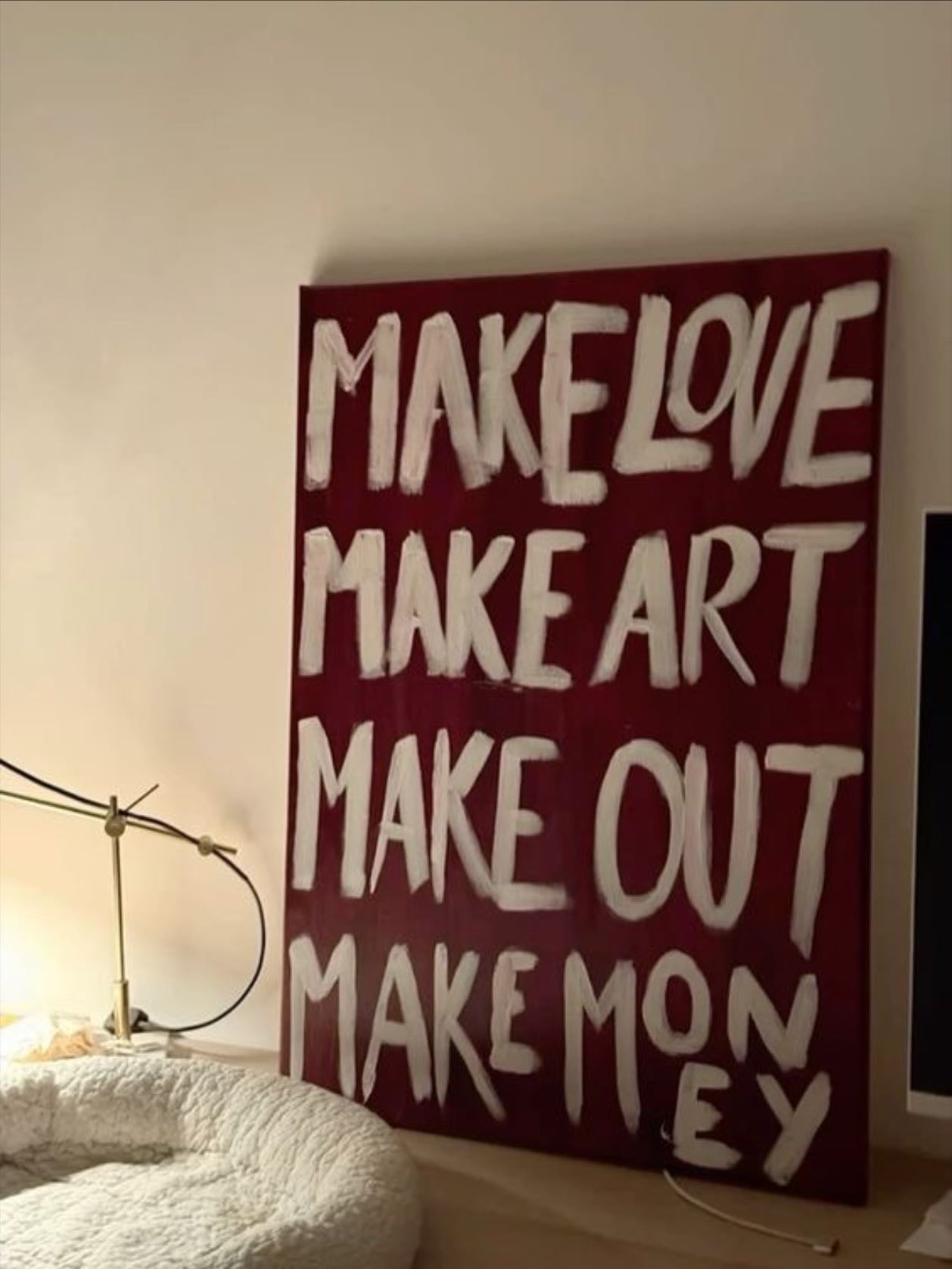 1 - It looks very cool when you have handmade paintings (especially with text)