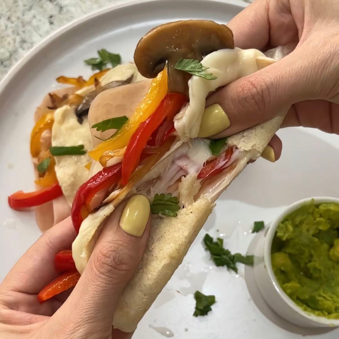 Quesadilla con champiñones a la mexicana