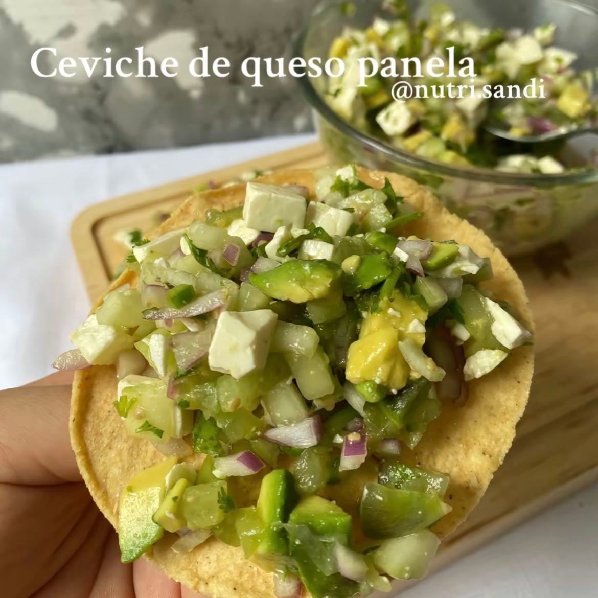 Ceviche de queso panela - Con aderezo de cilantro, también cena