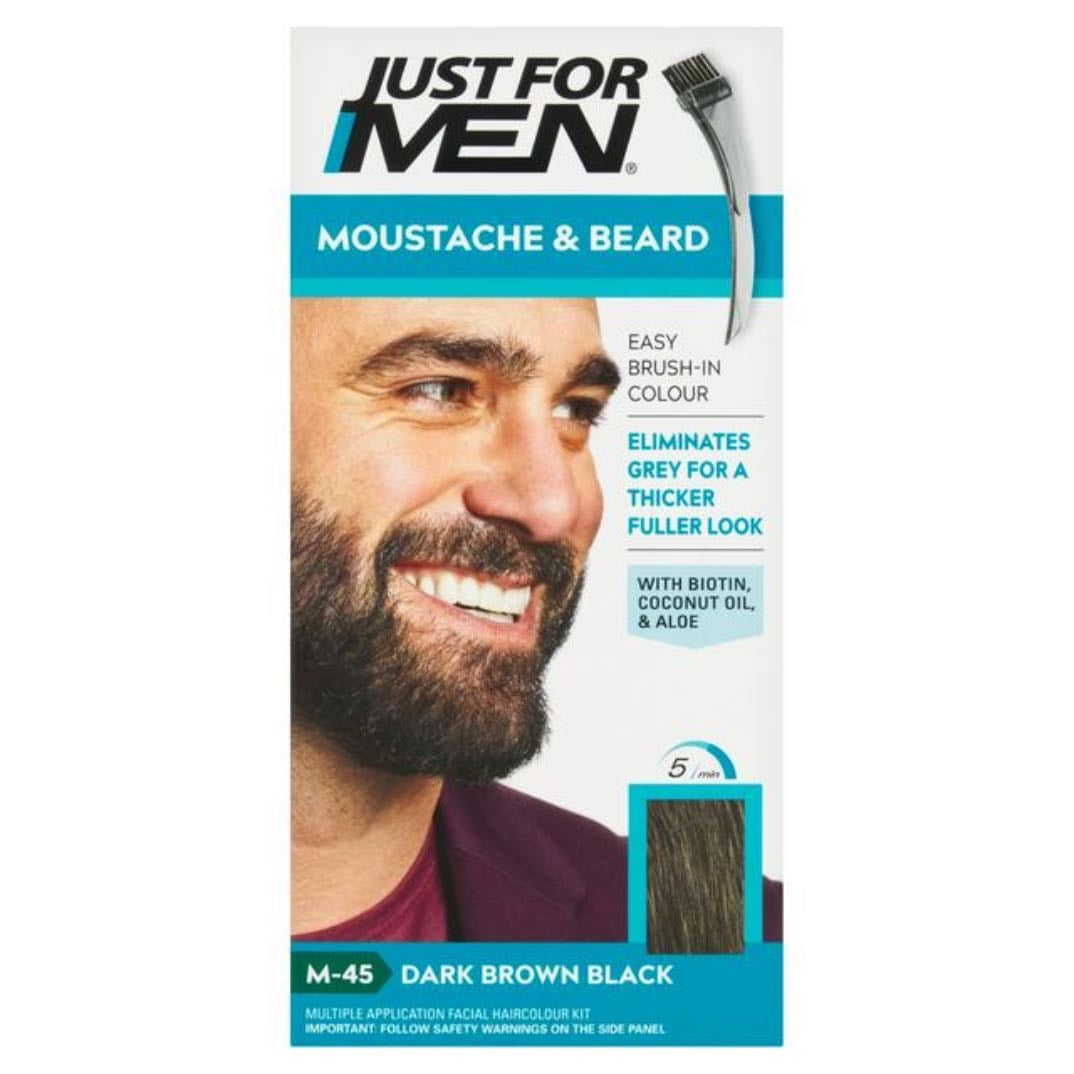 Moustache & Beard Brush-In Colour Gel, Dark Brown - Black - Just For Men
