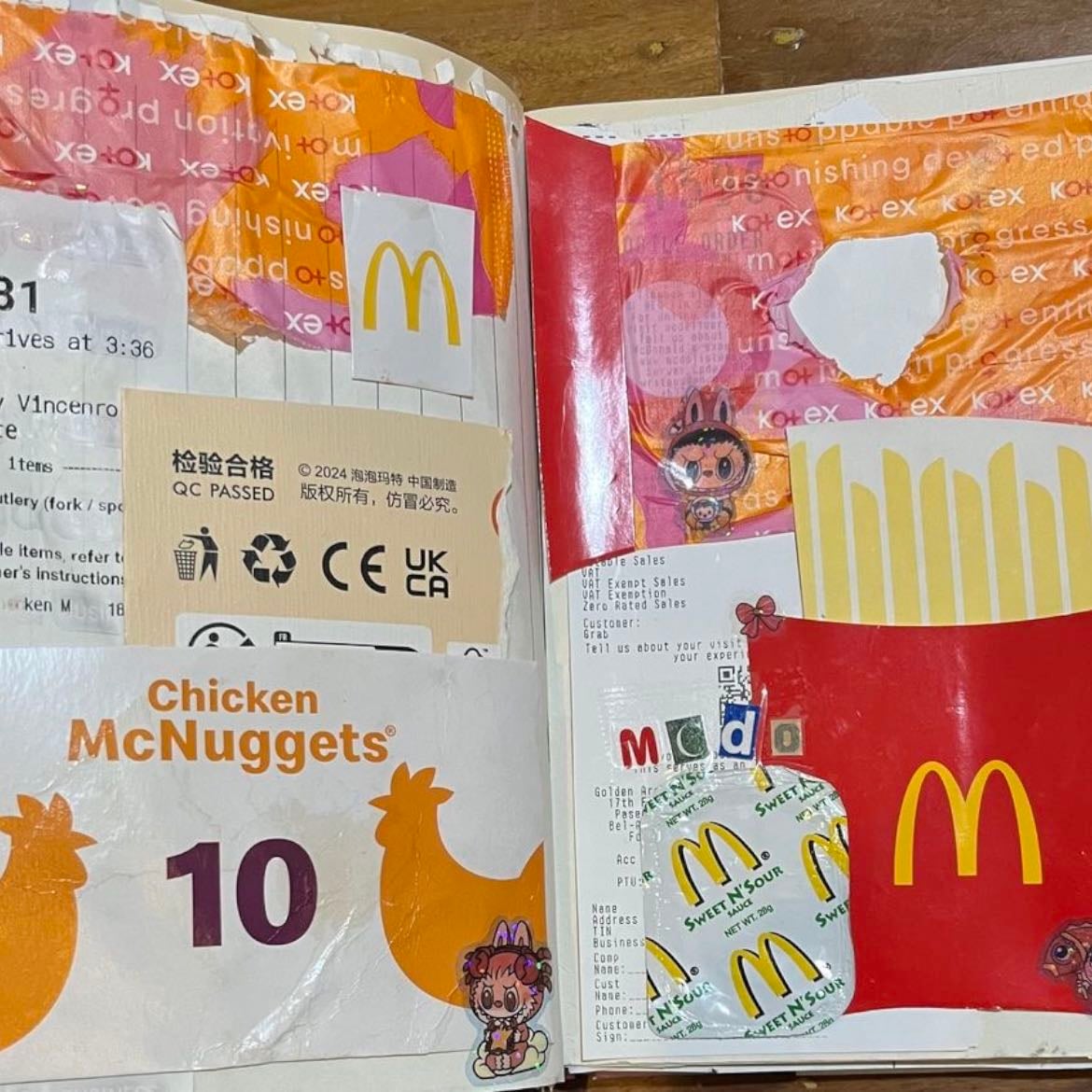 restaurant packaging spread - go to a restaurant and use the packaging for a page