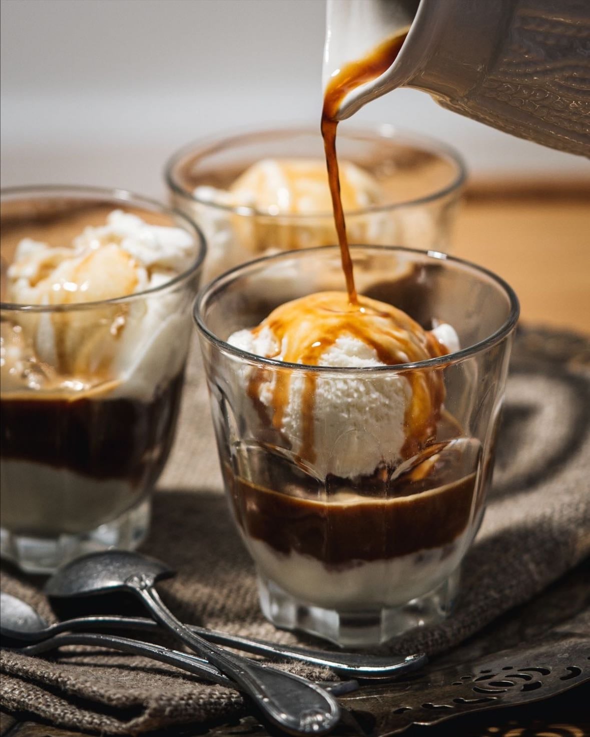 Affogato (espresso with ice cream)