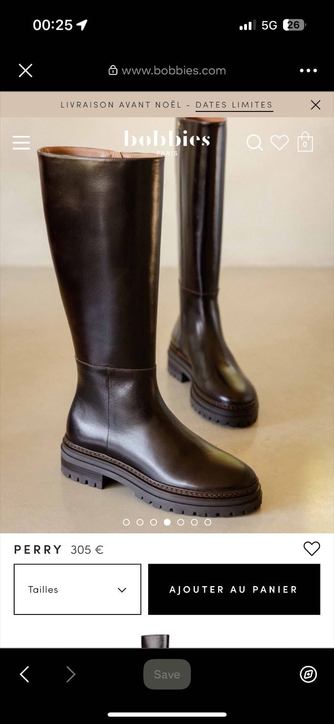 Bobbies - Perry ou Robbies ou Enora - 305€
Noir ou marron foncé