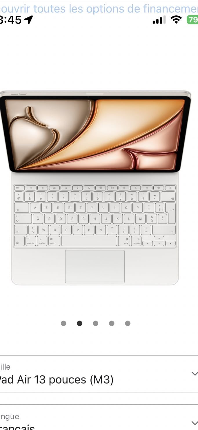 Apple - Magic keybord iPad Air 13 pouces (M3) - 329€