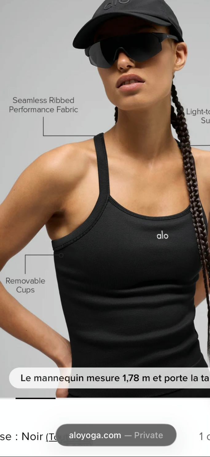 Alo - Débardeur Brassière Côtelé Long Sans Coutures Favorite - Noir
Taille S
88€