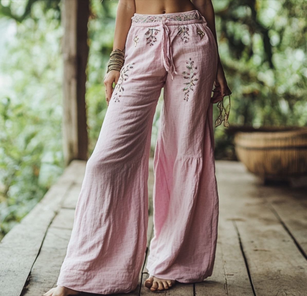 linen floral pants