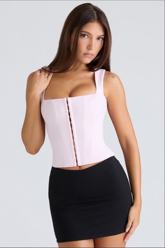 The Balconette pink fitted corset top - £99