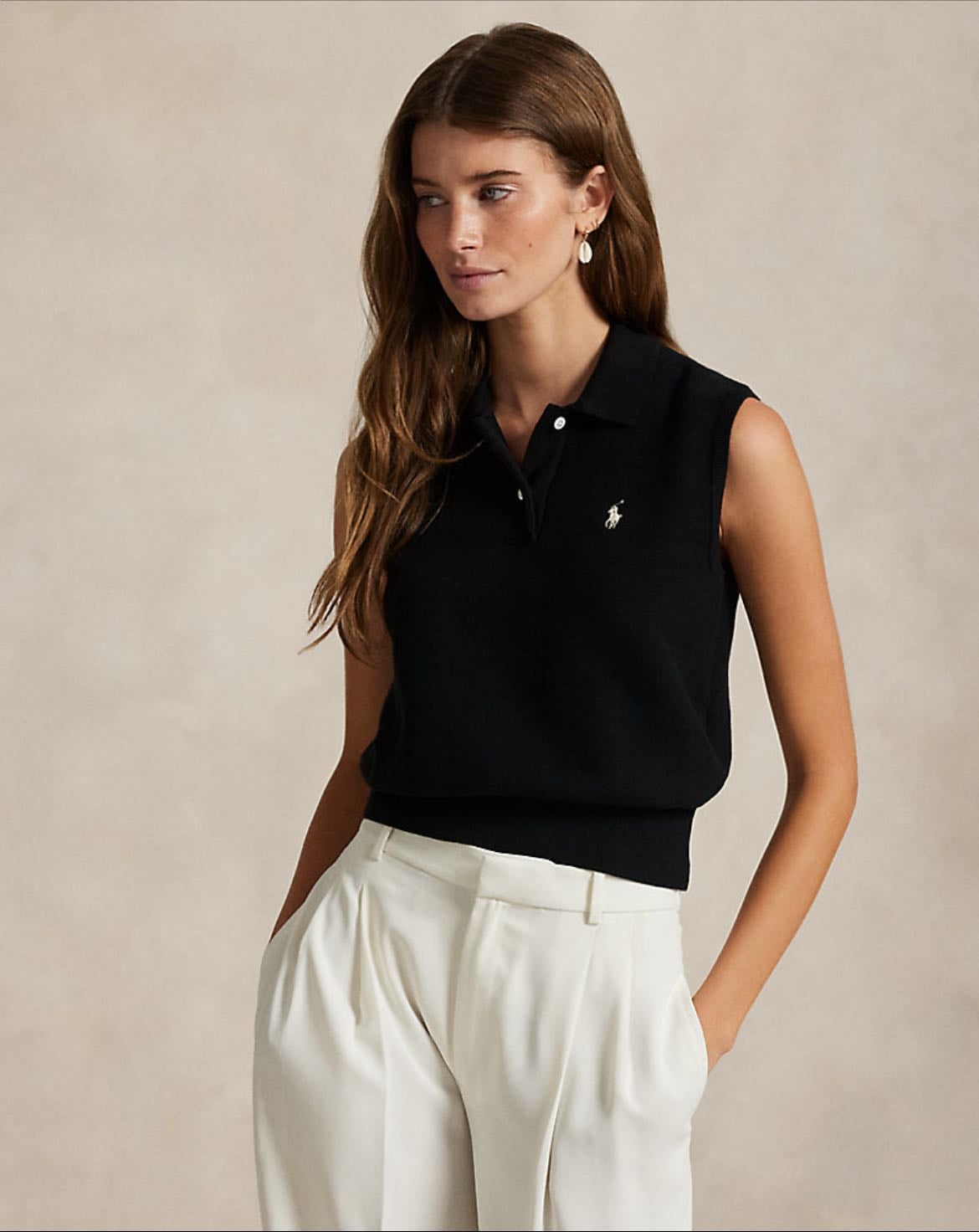 Polo ralph lauren Pull Polo court sans manches en coton