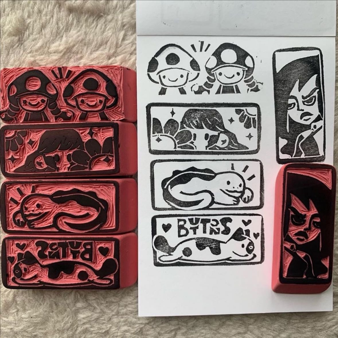 rubber stamp - Making paper stamps is super easy! Plus, cutting the rubber to create the stamp is so relaxing it’s oddly satisfying!
