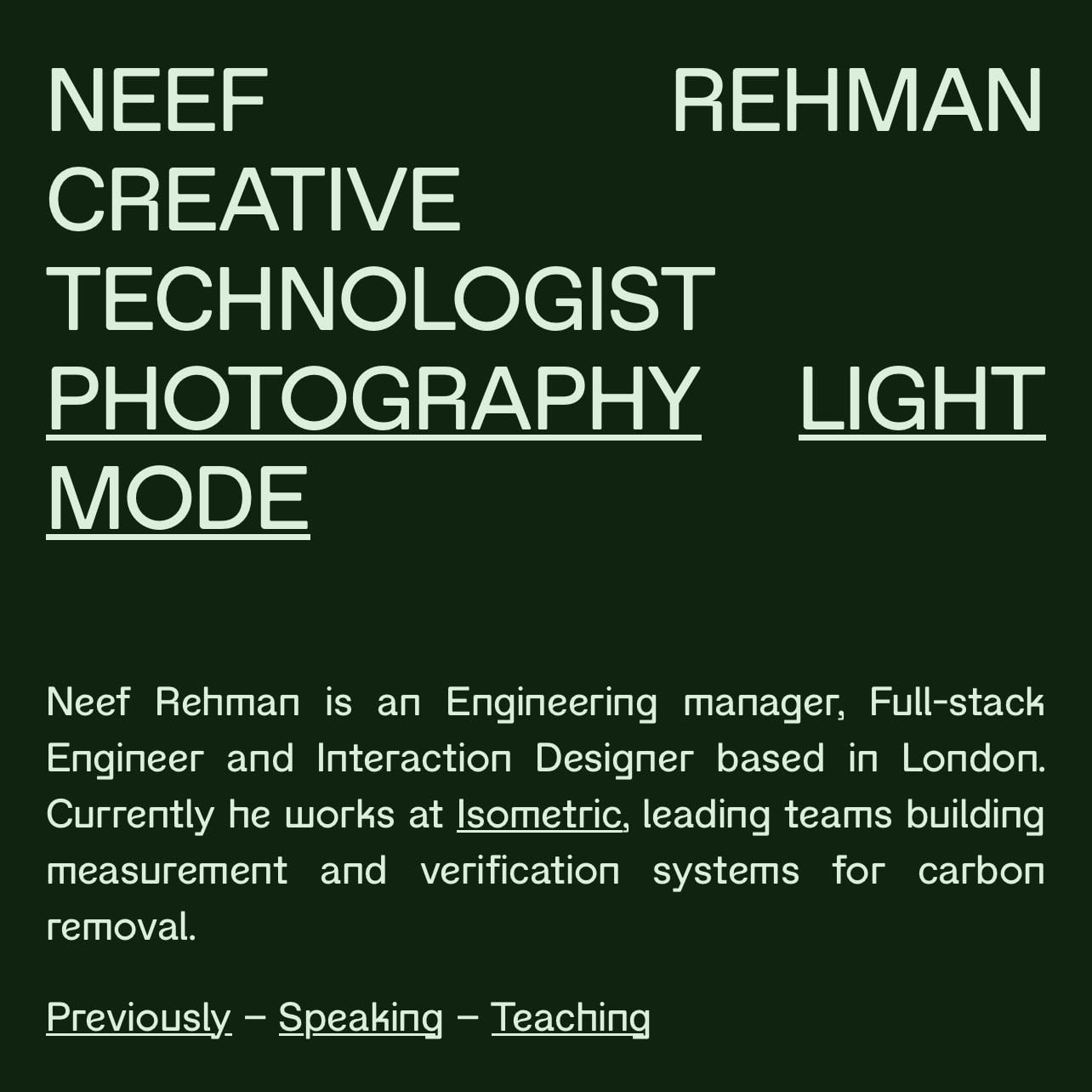 Neef Rehman - Creative technologist
