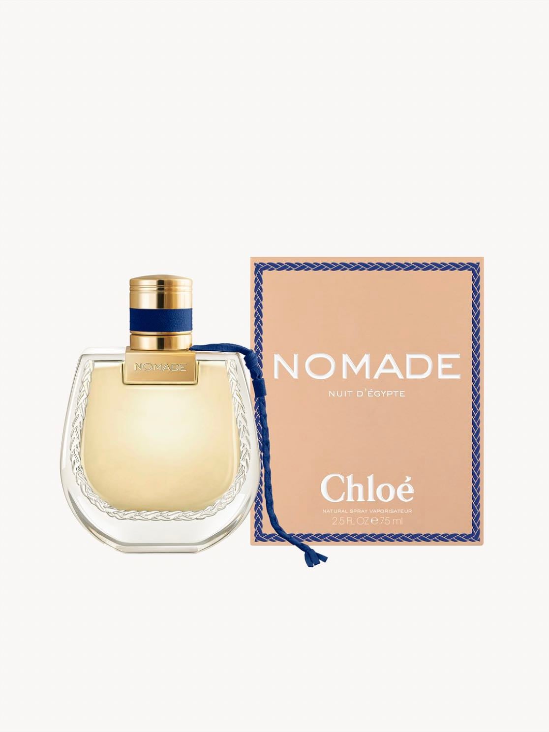 Chloé Nomade Nuit D’Égypte - • Top notes: Myrrh, cinnamon, ginger
• Heart notes: Kyphi accord, orange blossom absolute, broom (broom flower nectar)
• Base notes: Vanilla, opoponax, cypriol