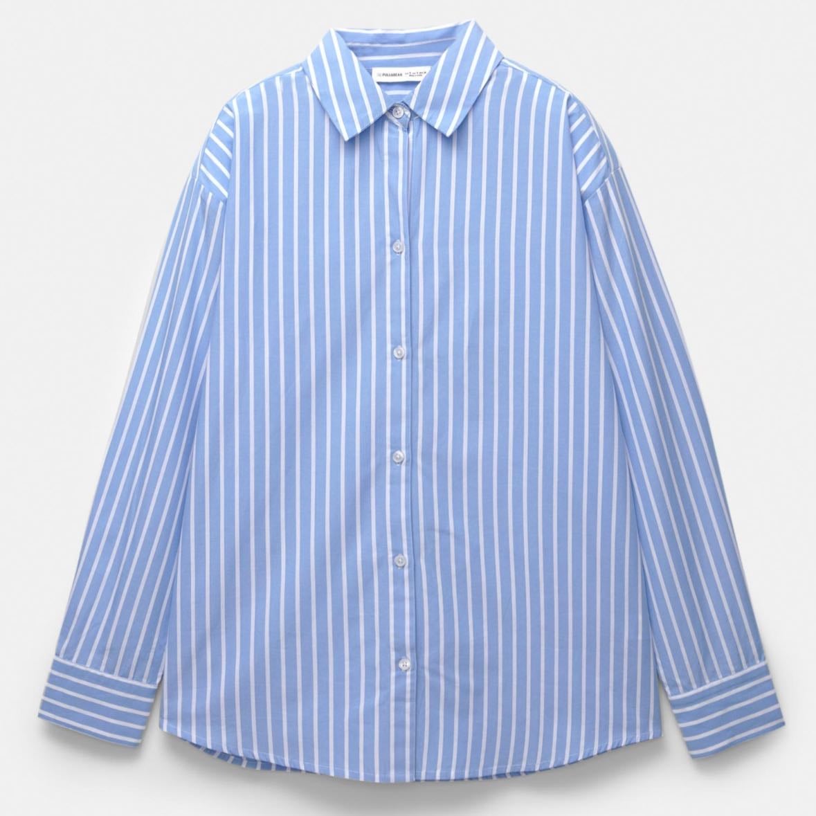 camisa rallas azul