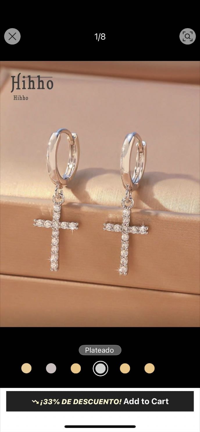Hihho 1 par de elegantes pendientes colgantes con cristales con adorno de cruz, diseño lujoso y elegante para uso diario y ocasiones de las mujeres