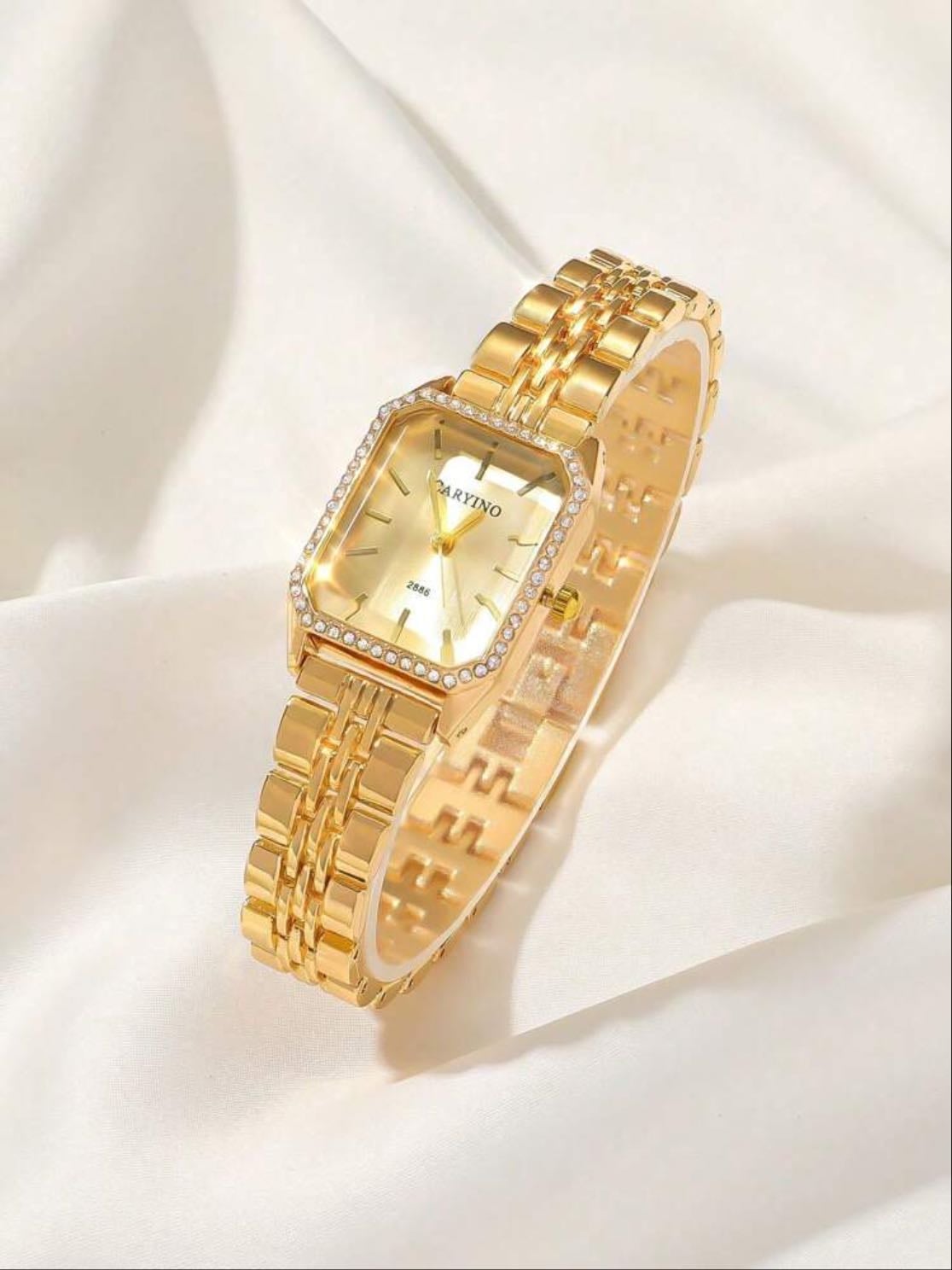 CARYINO 1 Pieza Reloj De Mujer De Acero Inoxidable CARYINO, Forma Cuadrada Clásica, Elegante Y Versátil Con Circonita