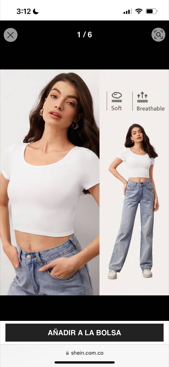SHEIN BASICS Camiseta Recortada Sólida De Cuello Redondo Para Verano