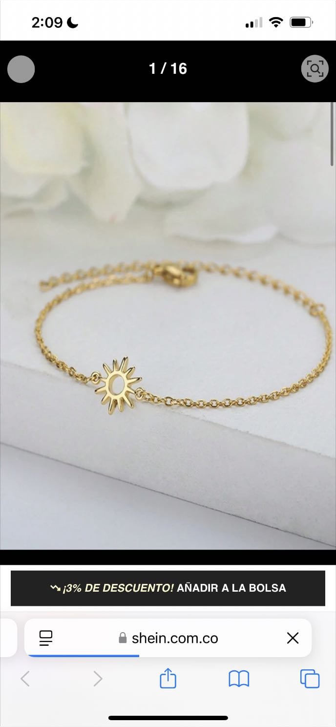 Pulsera dorada de girasol