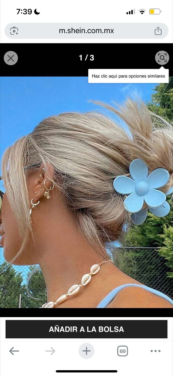 1 Pieza Clip Para El Cabello De Mujer Con Forma De Flor Y2K Azul De 7.5cm/2.95in De Plástico Ligero, Accesorio De Moda Versátil, Elegante Y Minimalista De Unicolor, Adecuado Para Uso Diario, Ocio, Fie - SHEIN