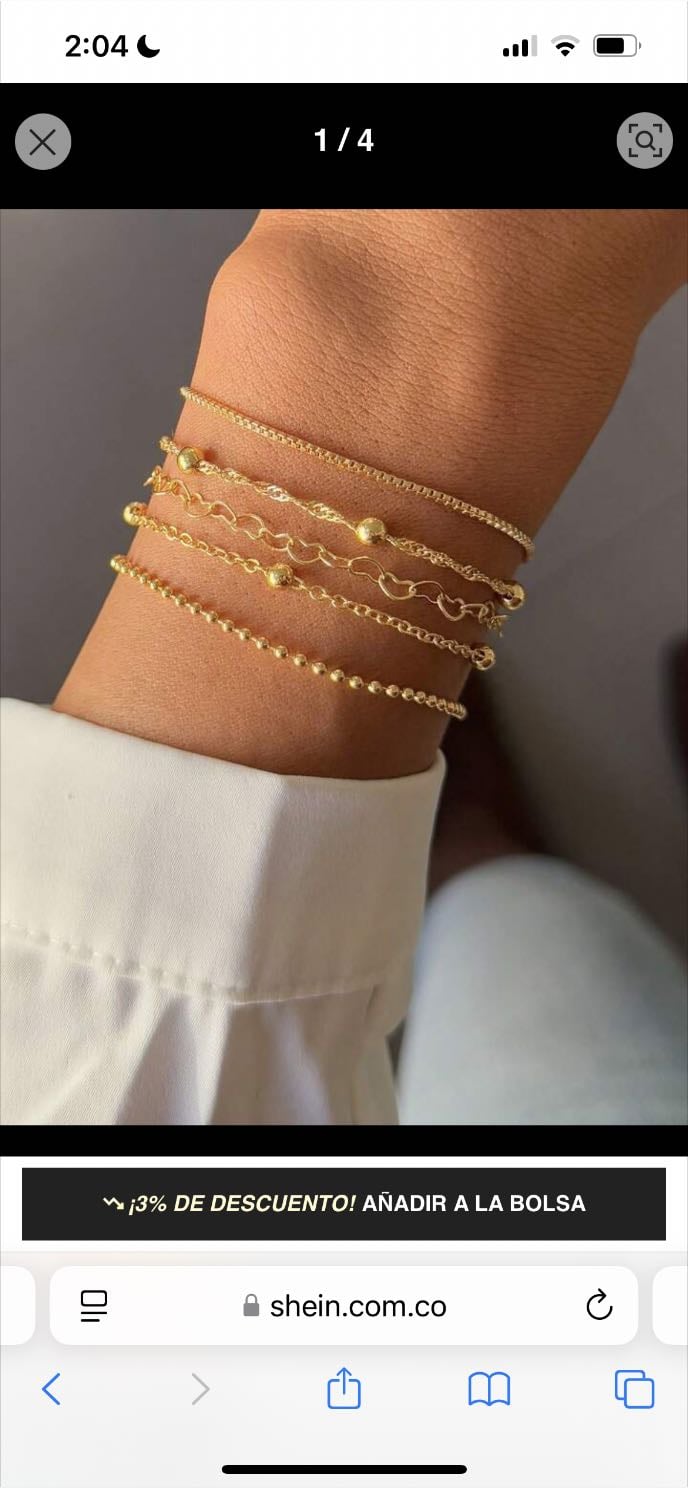 Set De 5 Piezas De Pulsera Multicapa Con Cuentas Y Corazones De Acero Inoxidable, Accesorio De Moda Para Uso Diario, Trabajo, Fiesta, Joyería Unisex (Cantidad De Cuentas Al Azar)