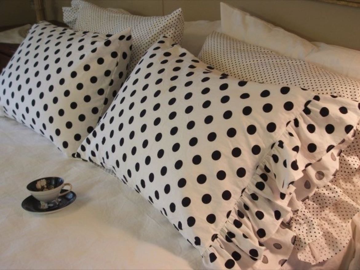 Polka dot, ruffle pillows