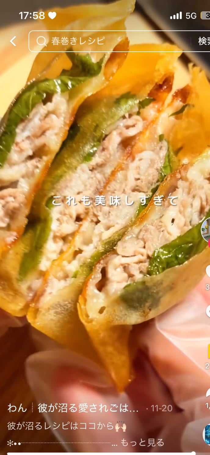 豚と大葉のミルフィーユ春巻き