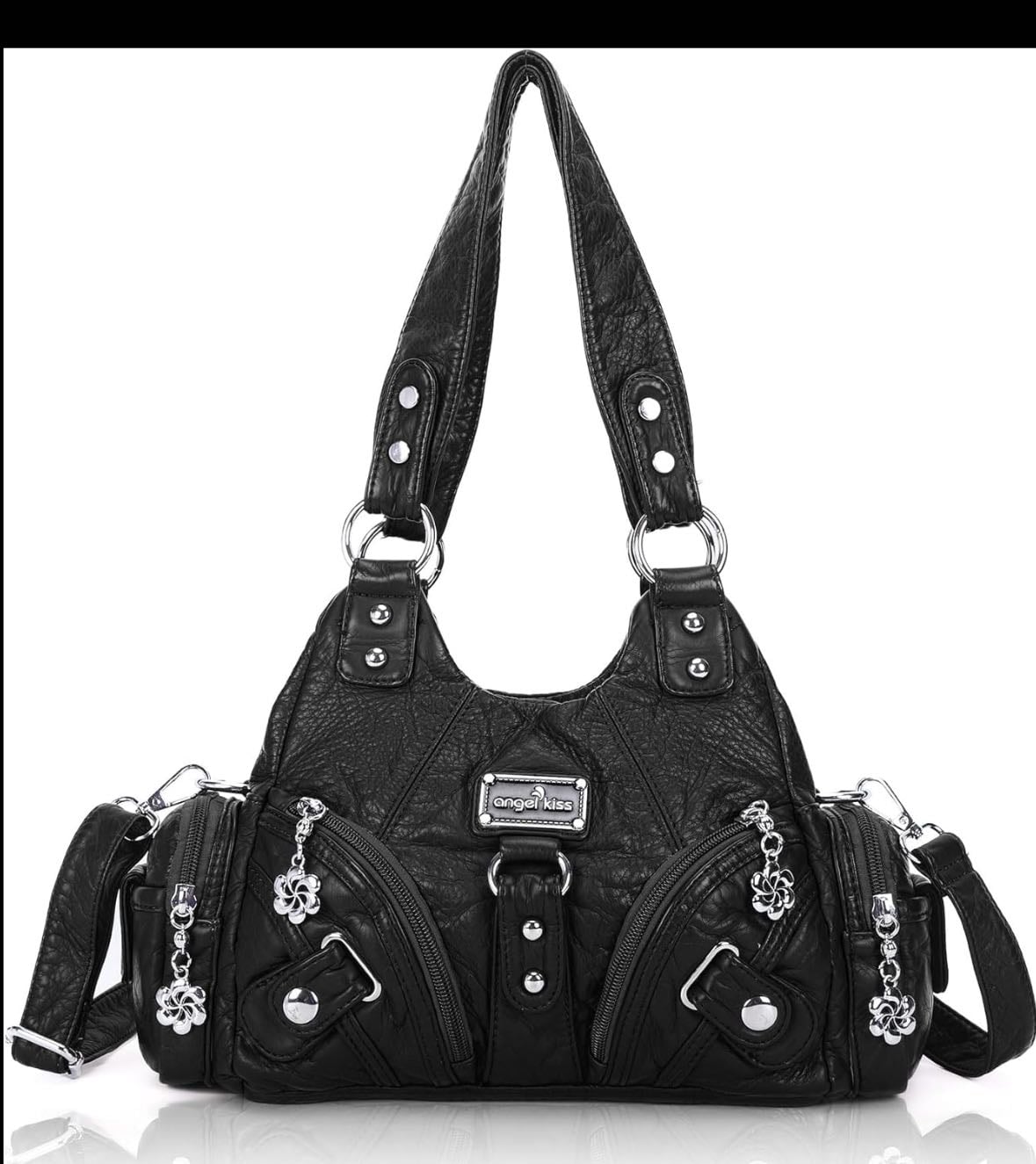 Angelkiss Hobo Purse in Black (with silver buckles) - A pretty bag!!!