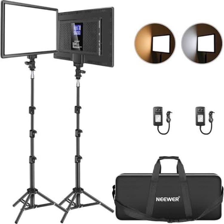 Paneles inalámbricos - NEEWER 13"Kit Iluminación de Panel de Luz Video LED, 2 Pack Luces Suaves Bicolor Regulable con Soporte