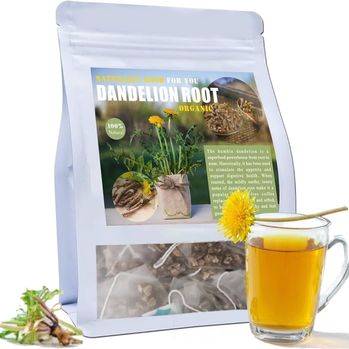Toasted dandelion root tea