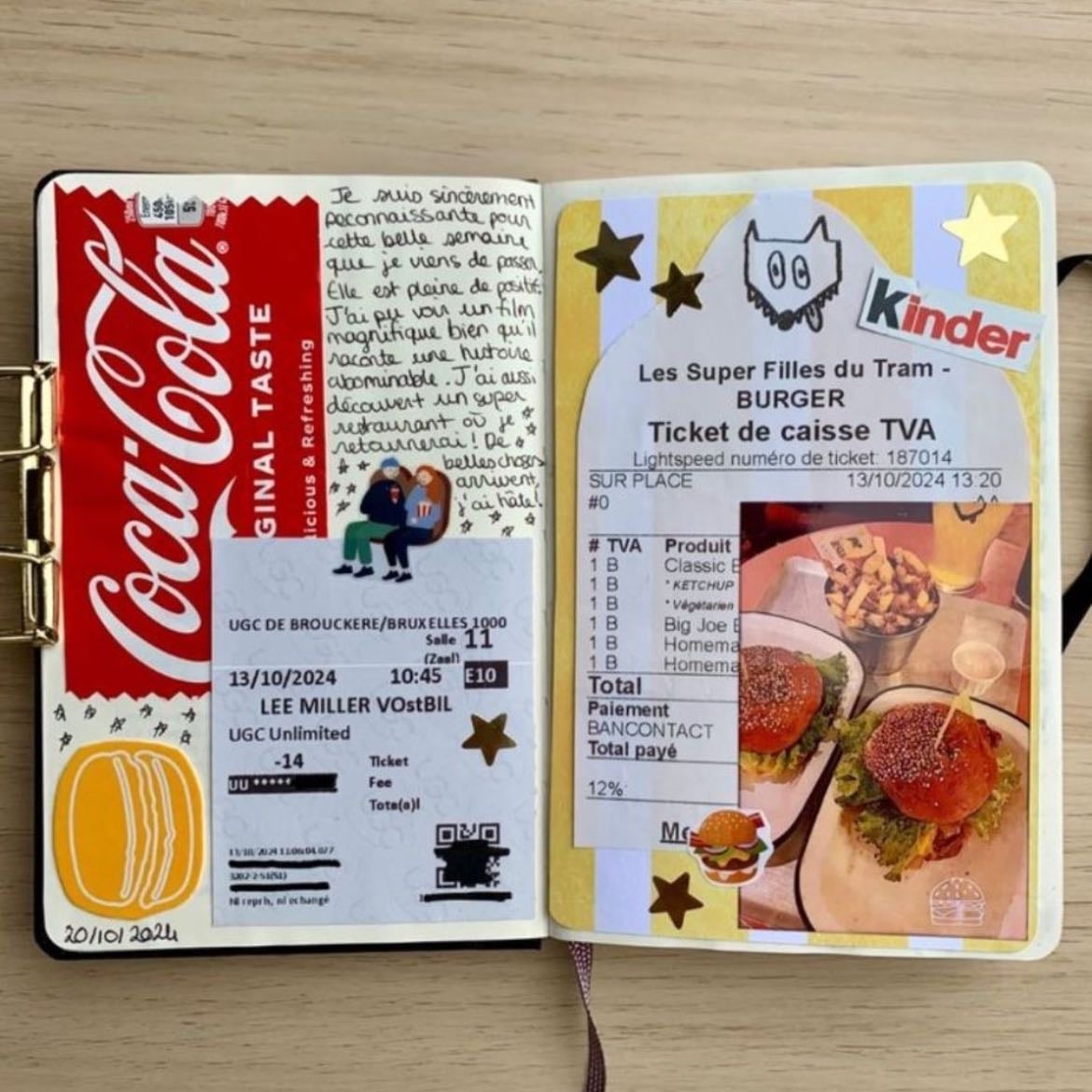 Junk journal - recortes, flores secas, frases, estampillas, plumas, papeles que hablen del día que tuve