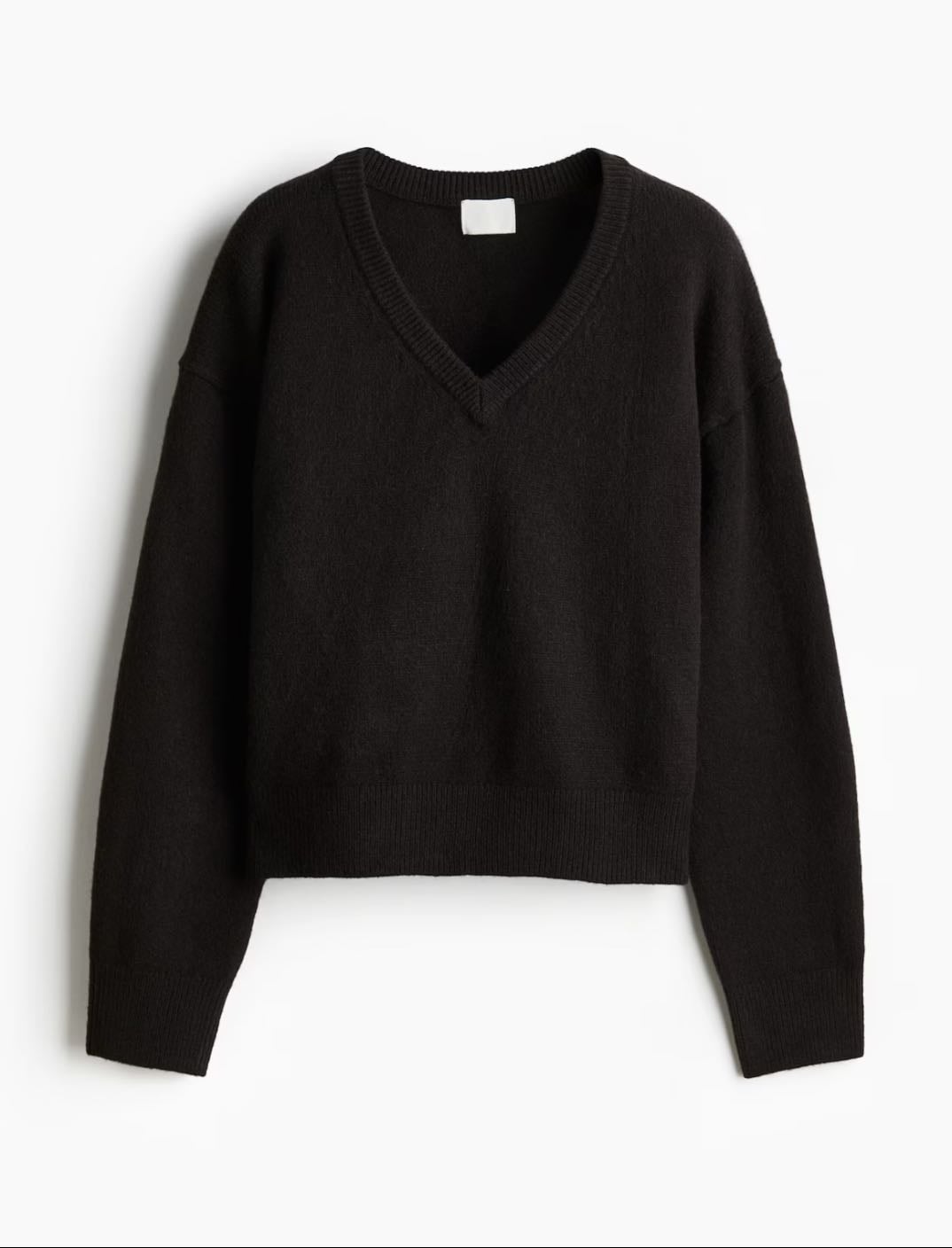 dark brown v neck sweater