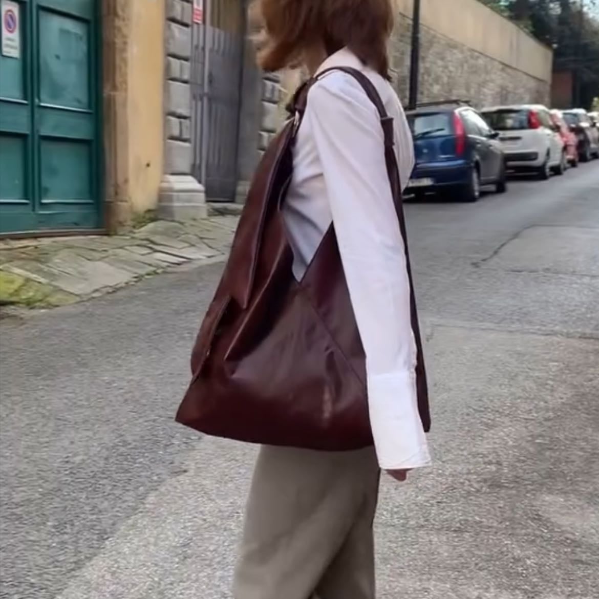 huge leather bag - bonus points if it’s interesting - this one is from anew boutique