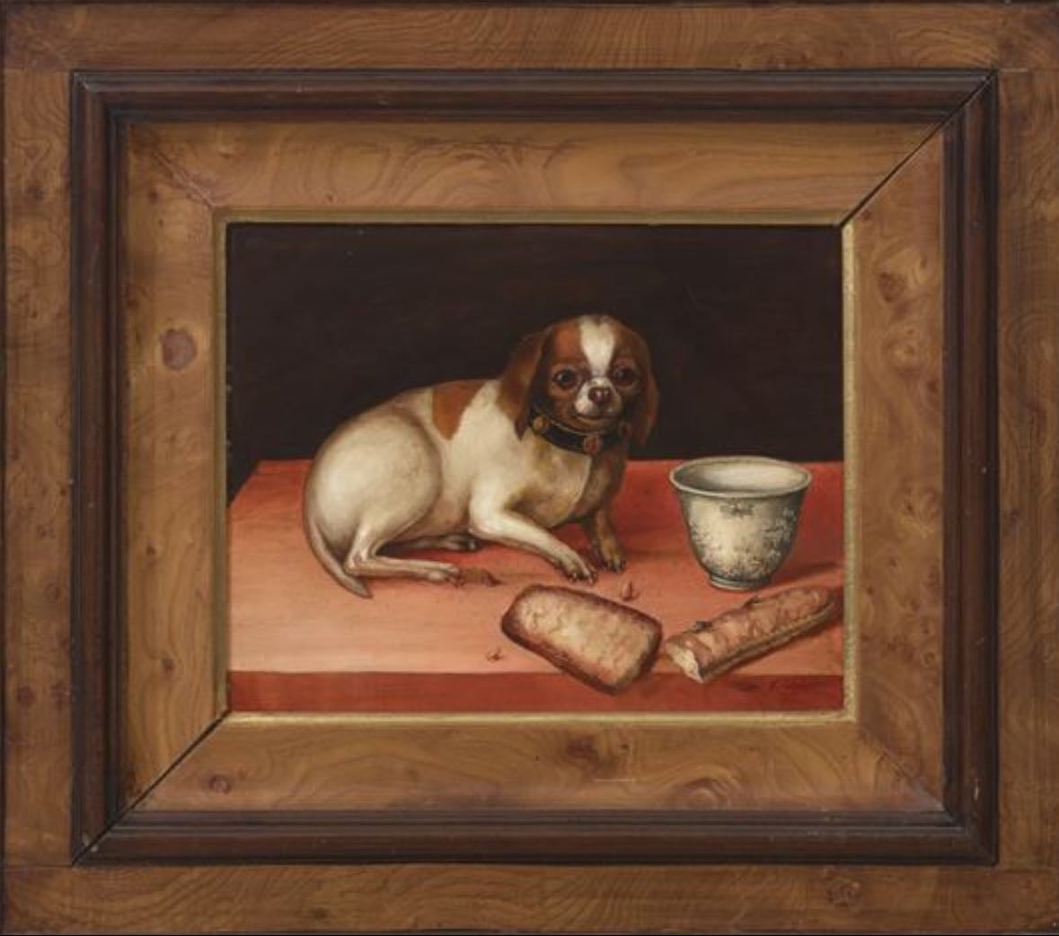 Dog with a Biscuit and a Chinese Cup - Giovanna Garzoni