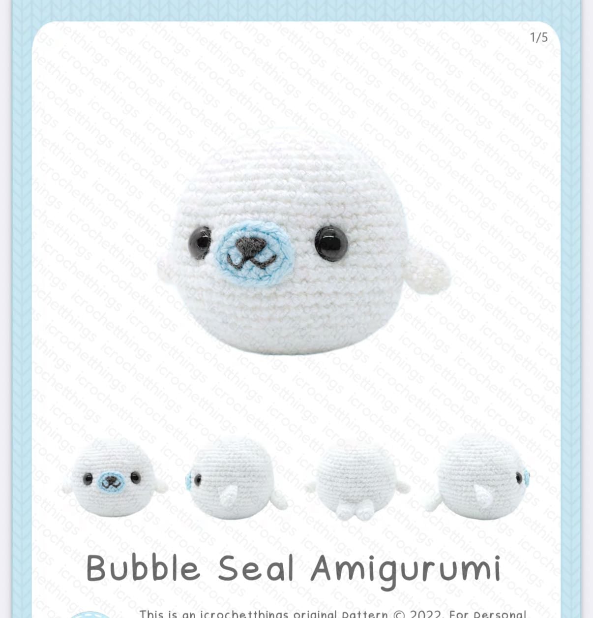 Baby Seal Amigurumi - Free pattern