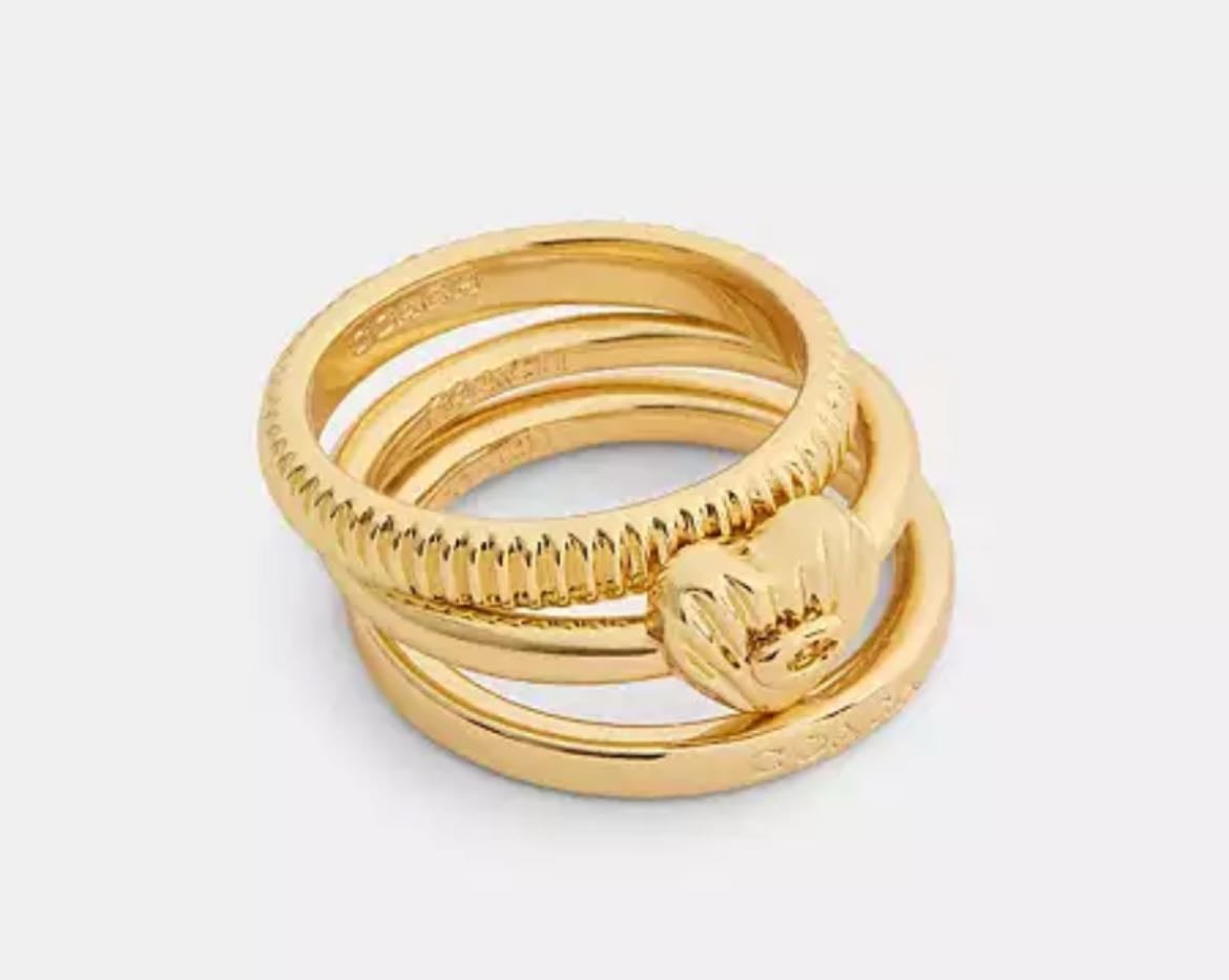 COACH - Juego De Anillos De Corazón De Firma