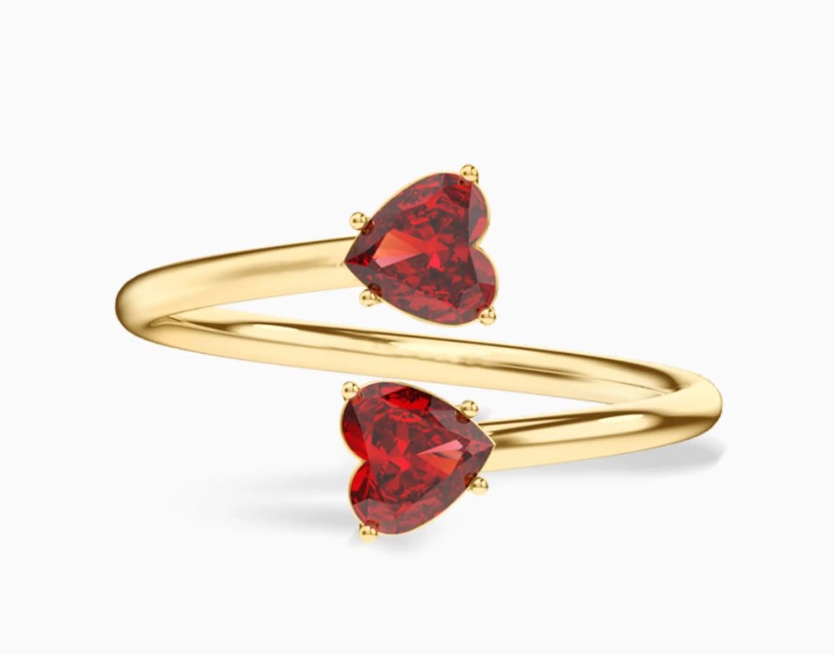 DARRY RING - Double Heart Bypass Zirconia Promise Ring