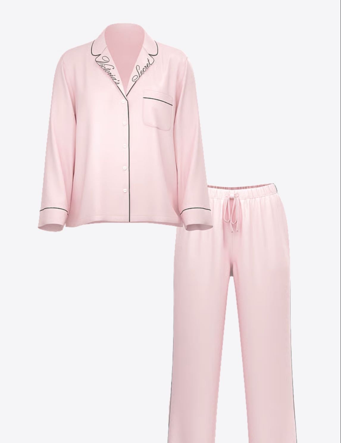 VICTORIA’S SECRET - Conjunto de pijama largo de satén Glazed