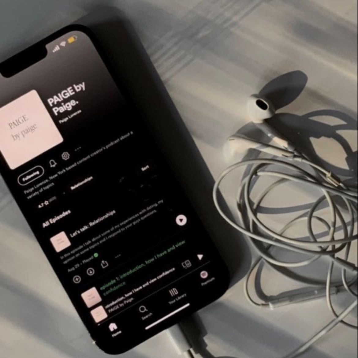 Listening to a podcast or calming music