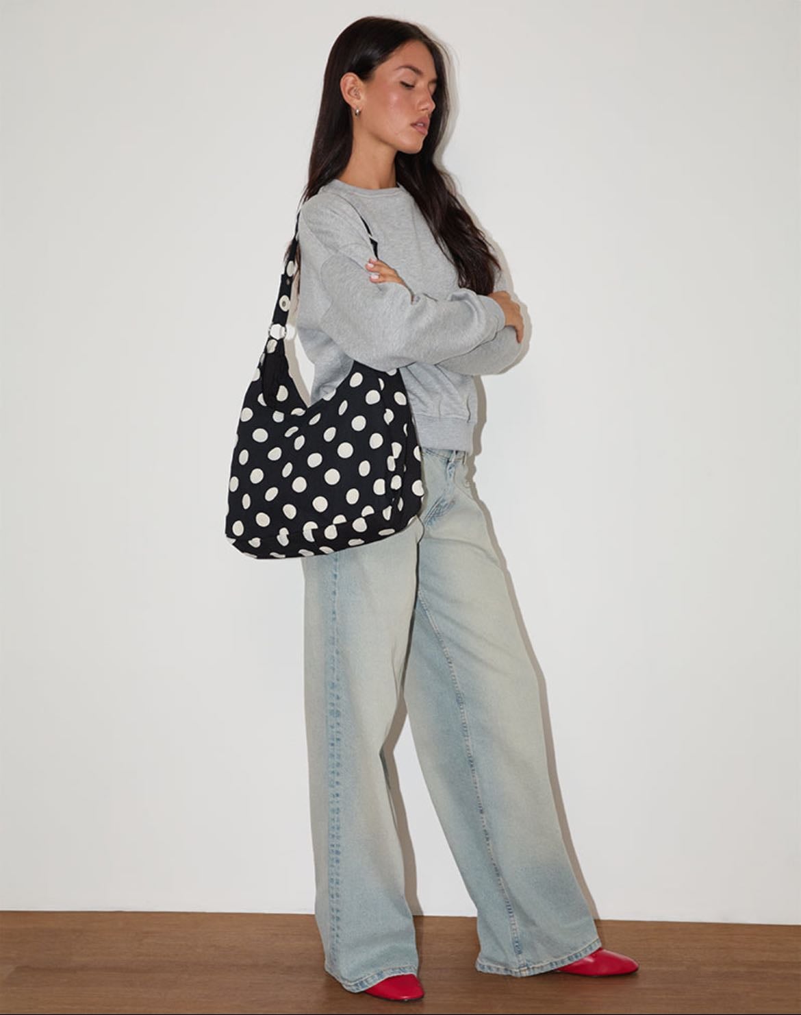slouchy tote - polka dot