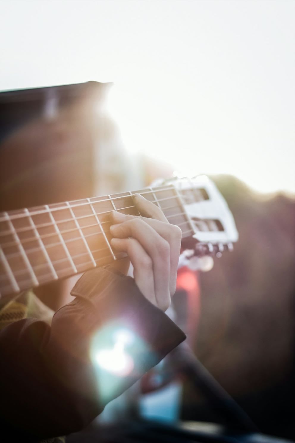 Playing guitar